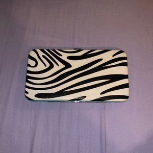 Zebra Wallet Black White Aqua Blue